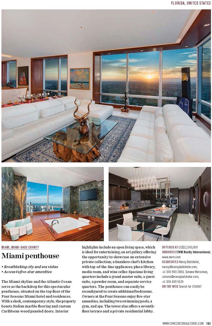 FOUR SEASONS PENTHOUSE FEATURED IN CHRISTIE’S MAGAZINE