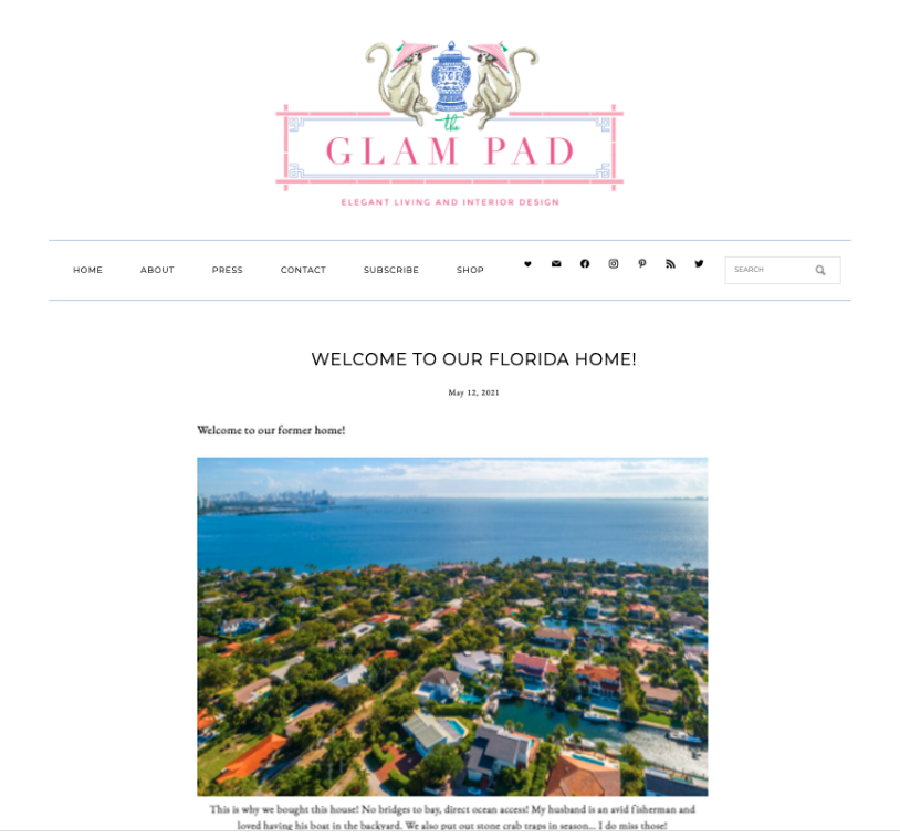 GLAM PAD – WELCOME TO OUR FLORIDA HOME